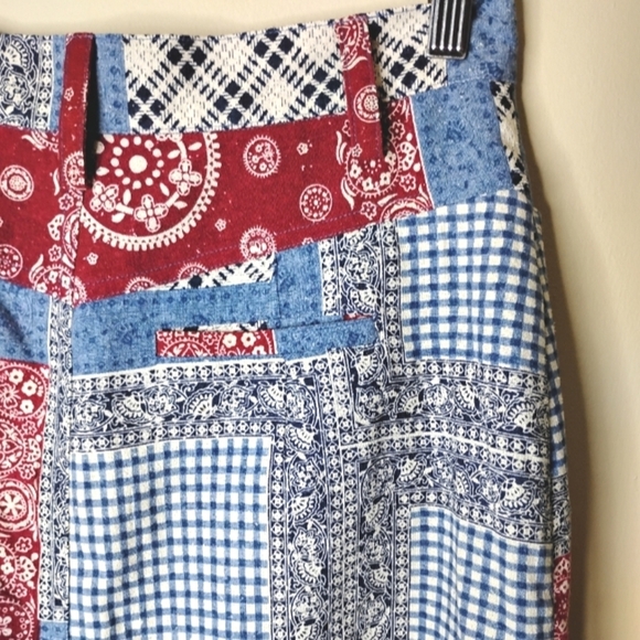 Vintage NY LINE 100% Silk Patchwork Bandana Mini Skirt - Picture 6 of 8